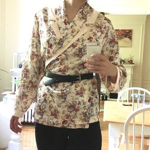 silky floral wrap top